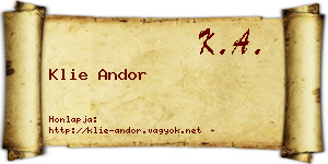 Klie Andor névjegykártya